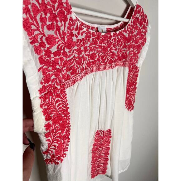 J. Marie Whitney Floral Embroidered Sleeveless Blouse Top White/Red Womens Large - Picture 5 of 9